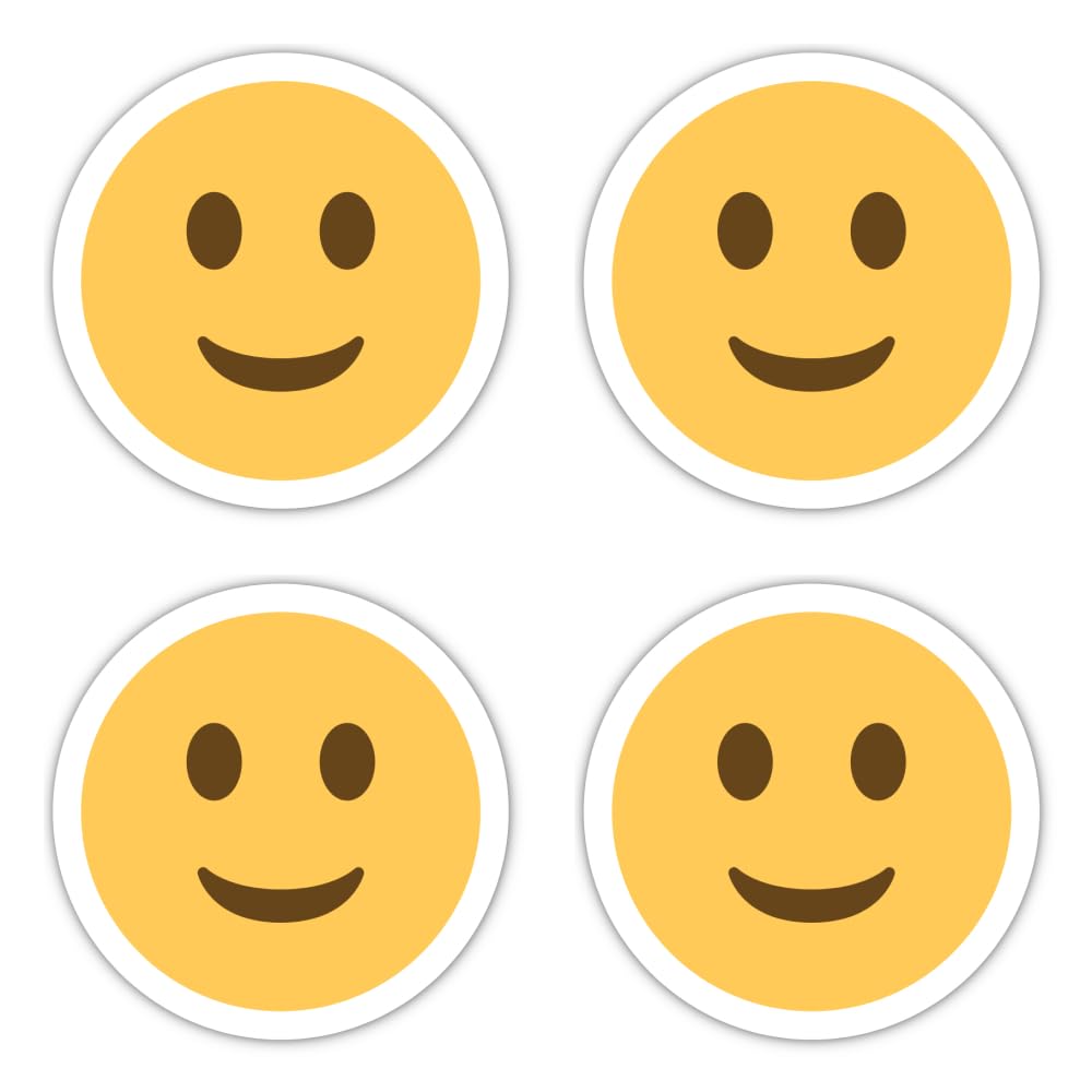 Havati Vibe Sticker. Stickers: 100 Mm, Pack Of 4 Xl Smiley Emoji Stickers, Round, Yellow, For Doors And Vehicles