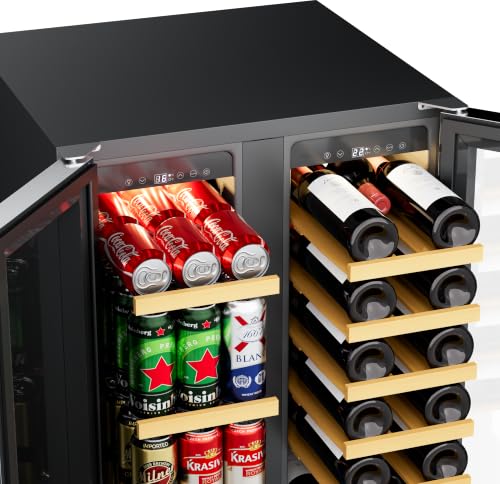 Image of Honeywell 24 Inch Dual Zone Compressor Wine Cooler Refrigerator & Beverage Cooler,Large Freestanding Wine Cellar For Red,White,Champagne or Sparkling Wine,Digital Temperature Control,Stainless Steel