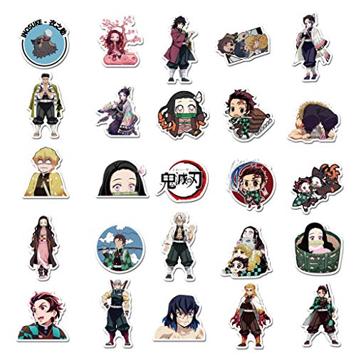 Adesivos Kimetsu no Yaiba com 50 peças de adesivos de anime desenho animado laptop à prova d'água a