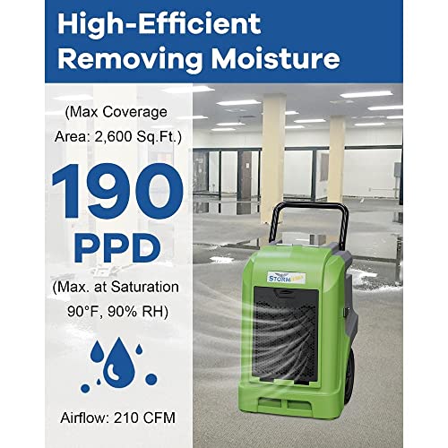 Image of ALORAIR Smart WiFi Commercial Dehumidifier with Pump, 190 PPD AHAM, Compact, Portable, Auto Shut Off Industrial Dehumidifiers for Homes and Job Sites, Green
