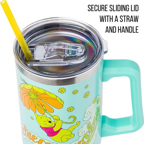Image of Silver Buffalo Disney Winnie the Pooh inchDreamy Days inch Retro Art Stainless Steel Tumbler with Handle and Straw, Fits in Standard Cup Holder, 40 Ounces (Pack of 12)