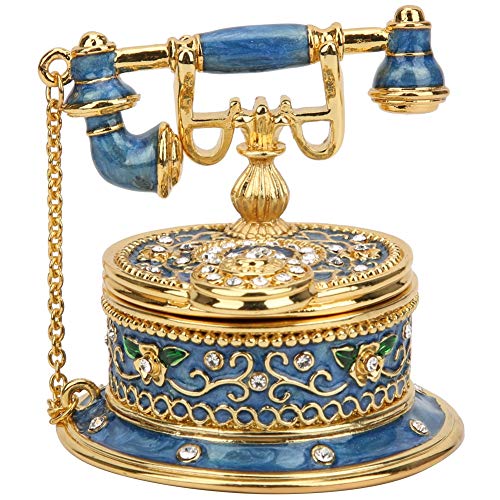 Trinket Boxes, Retro Telephone Model Zinc Alloy Trinket Vintage Enamel Telephone Figurine Craft Decoration