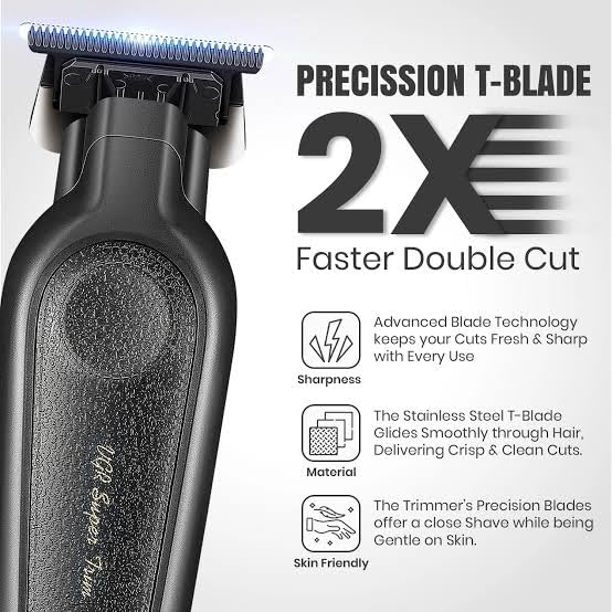Image of VGR 995 Professional Hair Trimmer for Men | Zero Gap T-Blade, 2-Speed Turbo Mode, 2000mAh Battery, 300-Minute Runtime, USB-C Fast Charging, Quiet Precision Trimmer