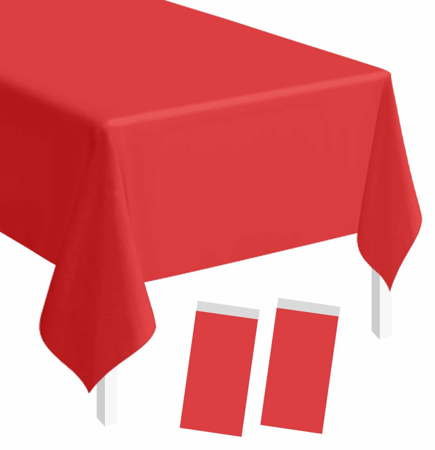 SietDESEO 2 Pack Red Plastic Tablecloth Rectangle 54 x 108 Premium Disposable Table Cloth Plastic Red Table Cover for Wedding Baby Shower Party Decorations