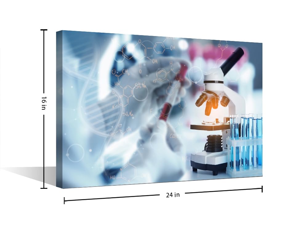 Image of TUMOVO 1 Panels Office Decor Medicine Concept Poster Wall Art for Living Room Home Decor Microscope Black and White Wall Art Framed Ready to Hang (16 inch Wx24 H)