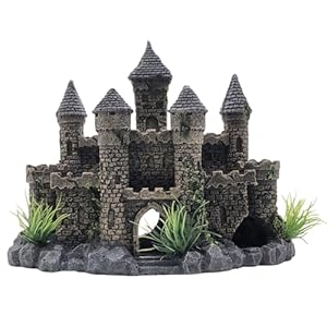 M2cbridge Aquarium Decor Castle Shipwreck Ornament Underwater Landscape(Mountain Castle)
