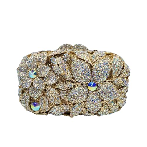 Image of Luxury Crystal Clutch Purse for Women Rhinestone Handbag Formal Party Evening Bag Sparkly Bridal Flower Purse