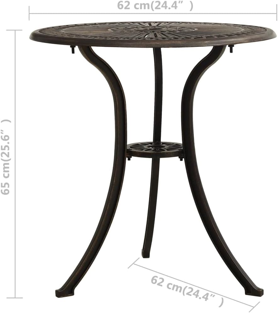 Patio Table,Outdoor Dining Table, Outdoor Coffee Table, Outdoor Patio Furniture,Balcony Table,Bistro Table,for Deck,Lawn,Garden,Backyard, Black 24.4"x24.4"x25.6" Cast Aluminum