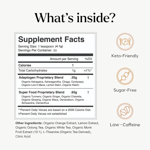 NoonBrew Adaptogenic Oolong Mushroom Tea Powder: Natural Energy Drink | Boosts Energy, Focus & Mood | 19 Superfoods | Organic Keto Vegan Friendly | Enjoy Hot or Cold - 30 Servings - Image 6