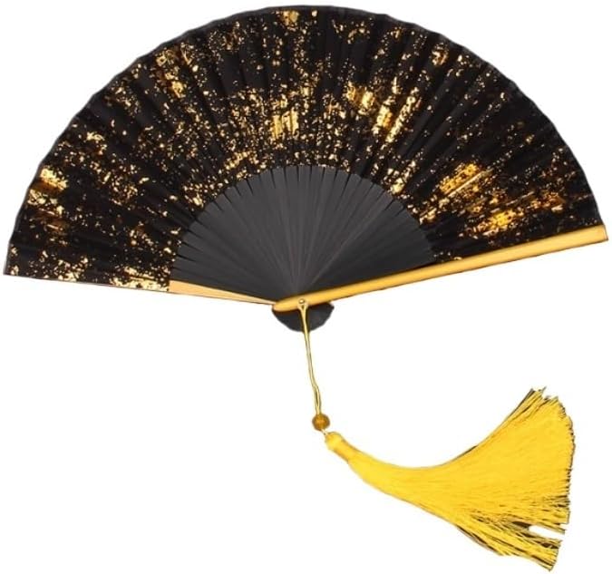 Gold Stamped Folding Fan Traditional Chinese Accessory Portable Decorative(Gray)