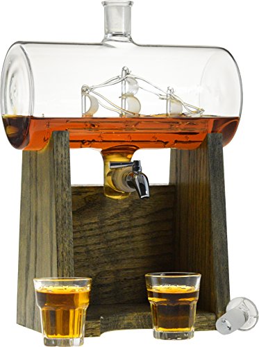 Bourbon Whiskey Decanter - 1150ml Liquor Dispenser for Rum, Vodka, Wine, Whiskey, Etc- Sailing/Boating Gifts for Men and Women, Nautical Decor Newlywed Gift, Unique Bourbon Gifts (Prestige Decanters) - Thumbnail 2
