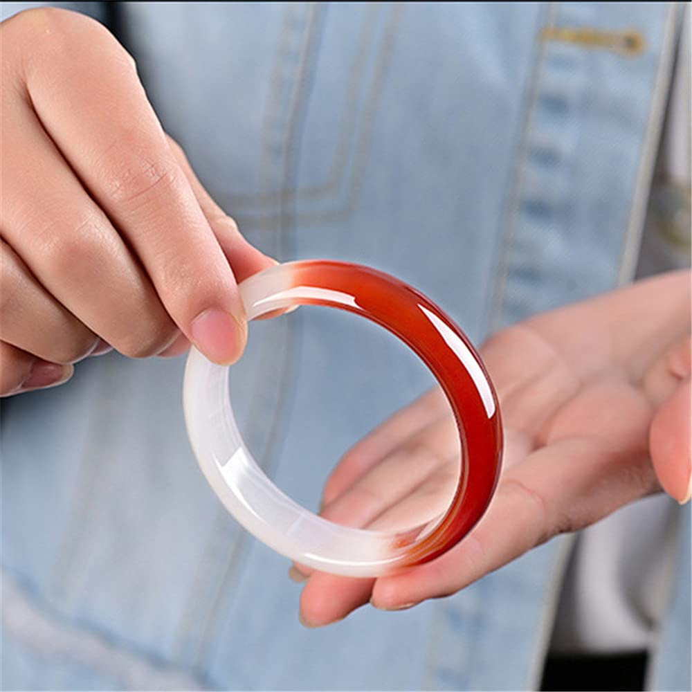 Braccialetti da Donna, Bracciale Rigido Cinese in Giada con Agata Rossa e Bianca per Donna Bracciale Rigido con Ciondolo Rotondo Stile Cinese per la Famiglia o Gli Amici (54)
