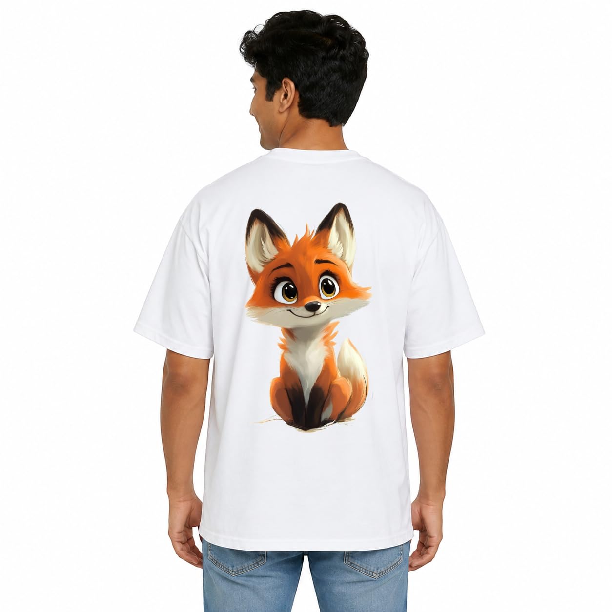 Buy Cute Baby Fox Graphic Printed Oversized T-Shirt for Men