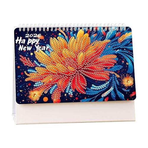 2026 Diamond Art Desk Calendar DIY Diamond Painting Desk Calendar Kit Digital Tracker Create Diamond Painting Calendar Relaxing Craft Decor for Gift for Woman (2026-Letter)