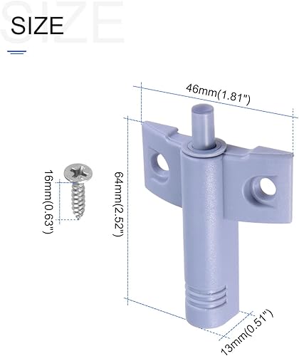 Miniatura 2 de METALLIXITY Amortiguadores de empuje (2.52 pulgadas), 8 pestillos de plástico ABS para gabinetes, cierre suave y silencioso, para cajón de puerta,