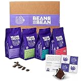 Bean Around the World Coffee & Chocolate Gift Set - 4 x 1.8oz Coffee Samplers Paired with Belgian Chocolates - Organic & Fair Trade - Includes Single Origin Medium Roast, Whole Bean