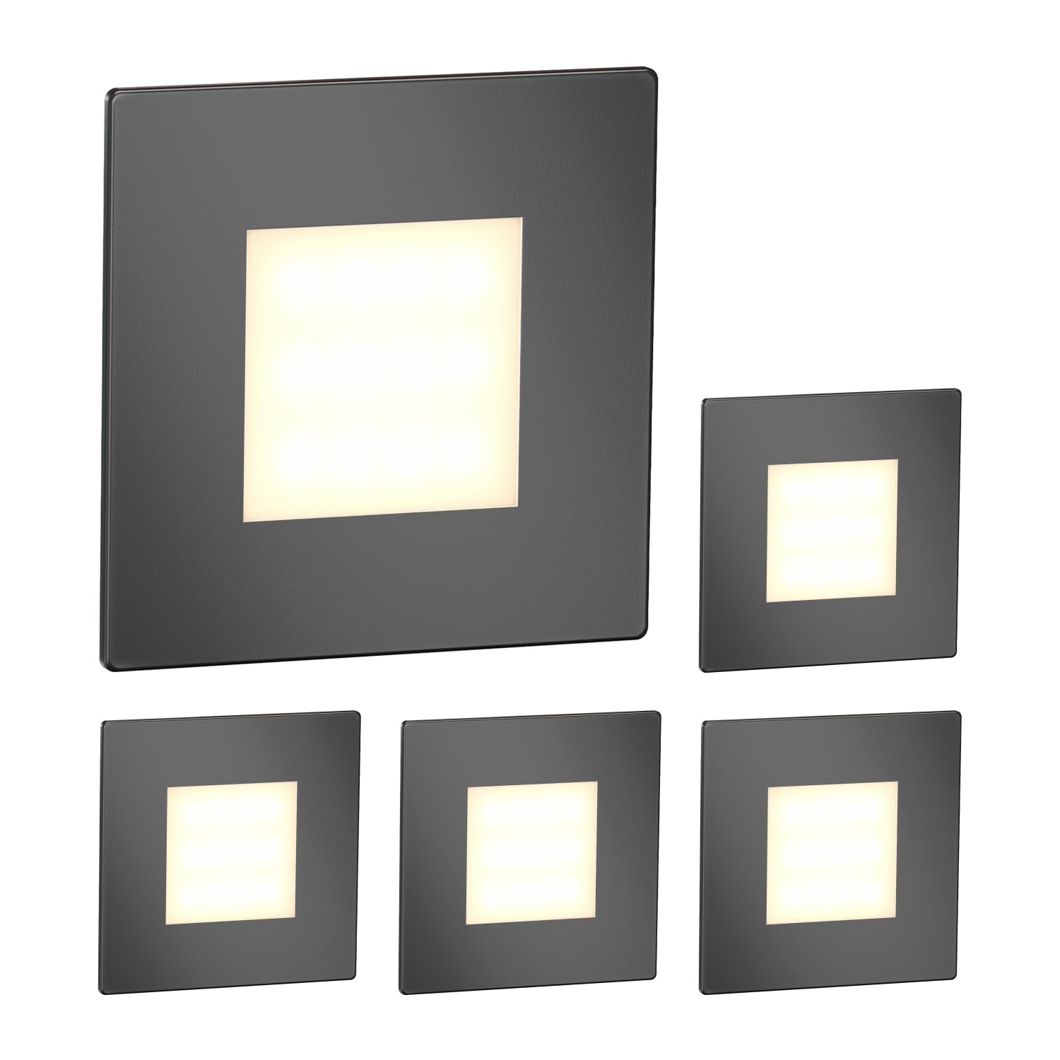 ledscom.de 5 LED Staircase Light/recessed wall Light FEX for Indoors and Outdoors, Angular, Anthracite, 85 x 85mm, Warm White