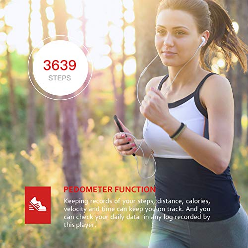Victure MP3 Player 16GB Bluetooth Digital Music Player with FM Radio Voice Recorder Speaker HiFi Lossless Sound Quality Pedometer Wired Earphone Support up to 128GB