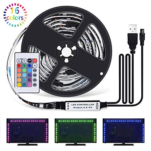 Sunnest Ruban LED 2M - [4 Pack*0.5m]LED Bande 60 LEDs 5050 RGB LED Light Strip Flexible Multicolore Décoration avec Télécommande+Câble USB