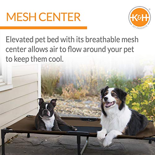 K&H Pet Products Original Pet Cot Elevated Dog Bed Chocolate/Black Mesh X-Large 32 X 50 X 9 Inches #TOP3