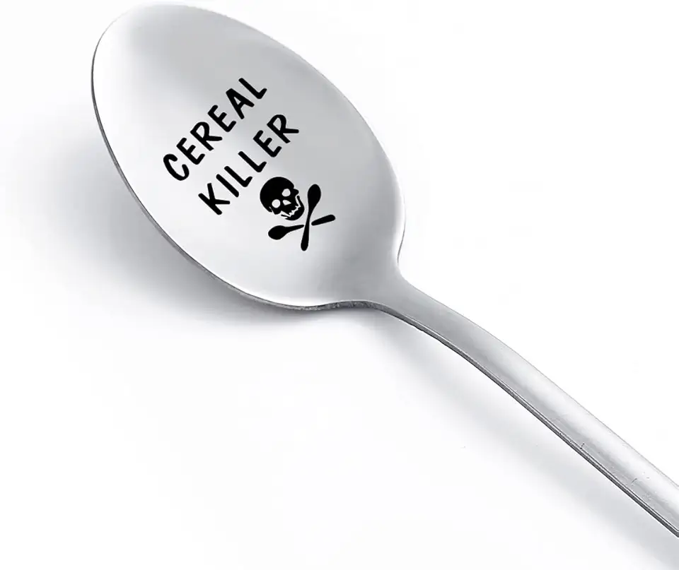 presentes para o pai colher assassina de cereais gravada a laser, negócio real para o amante de cereais, pai presentes de natal para o pai homens engraçado gravado pá de colher de a