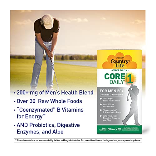 Country Life Core Daily-1 Multivitamin For Men 50+, Energy Support, 60 Tablets, 2 Month Supply, Certified Gluten Free #TOP4