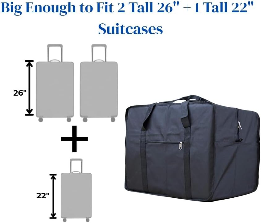 Extra Large Foldable Duffel Bag for Travel – Heavy-Duty Cargo Bag with Zippers & Reinforced Handles, TSA Approved, Water-Resistant, 32x26x16 in – Holds up to 100 lb (Black) - Image 3