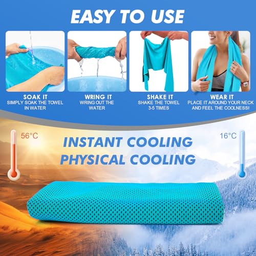 CSITE 8 Pack (47"x12") Cooling Towels for Neck and Face Bulk, Ice Towel for Hot Weather, Soft Breathable Chilly Gym Towels, Microfiber Towel for Work Out, Yoga, Running, Camping & More Activities by CSITE - Used condition - Image 2