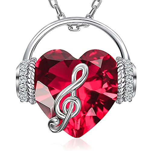 GELVTIC Necklaces for Women Birthstone Earrings Music Note Necklace Heart Ring Jewelry Set Valentine Birthday Gift for Her Mom Wife