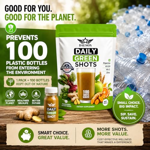 Image of Supergreen Shots | Daily Wellness Powder for Energy, Immunity & Gut Health Support with Wheatgrass, Matcha, Beetroot, Ashwagandha, Turmeric & Prebiotics | 100g