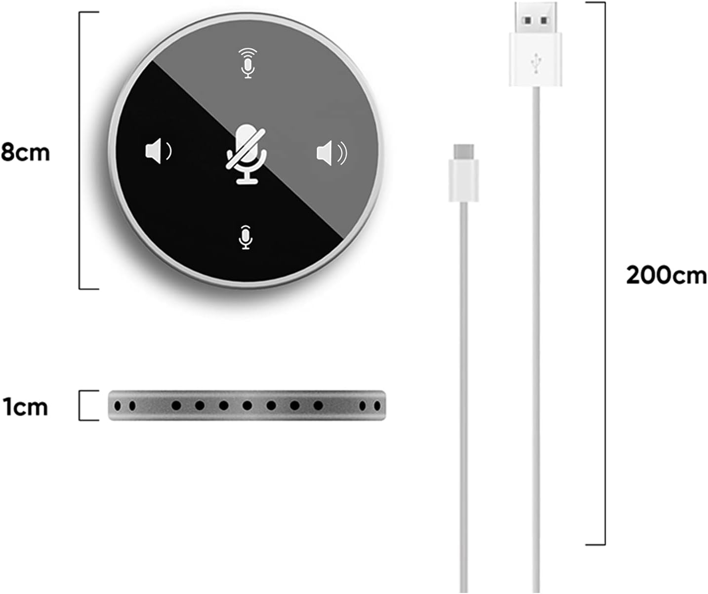 Yinhing Y02 USB Conference Speaker and Microphone in a meeting setting, showing 3 meter pickup radius
