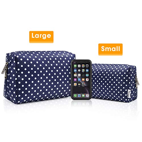 Large Makeup Bag Zipper Pouch Travel Cosmetic Organizer For Women (Large, Polka Dot) #TOP5