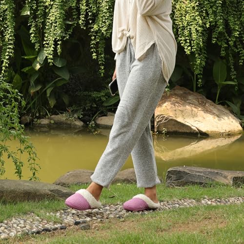 Image of ULTRAIDEAS Women's Breathable House Slippers with Memory Foam, Lightweight Cotton Blend Lining, Indoor Outdoor Slip On Design, Non Slip Rubber Sole for Bedroom, Machine Washable