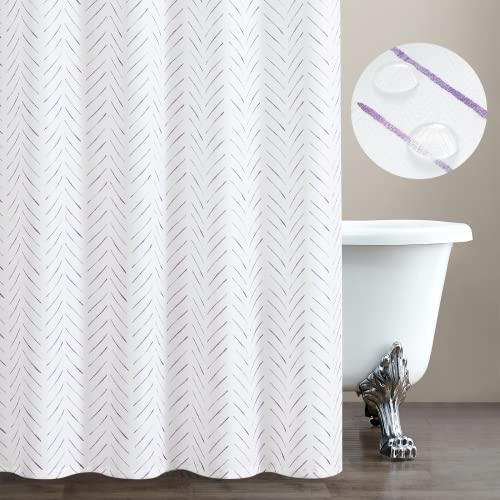 jinchan Blue and White Geometric Shower Curtain Chevron Arrow Farmhouse Shower Curtains for Bathroom Modern Waterproof Fabric with 12 Hooks 70x72 Inches