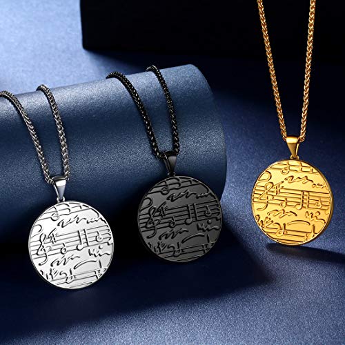 Beautlace Round Coin Musical Note Necklaces Silver Plated Treble Clef Music Note Staves Jewelry For Men And Women Kp0124W #TOP7