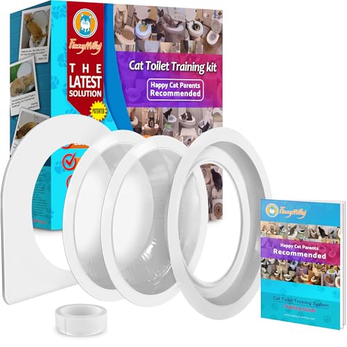 FuzzyMilky Cat Toilet Trainer Kit for Cats - Teach Cat to Use Toilet, Cat Potty Training Kit (One Pack + Extra Training Pan)