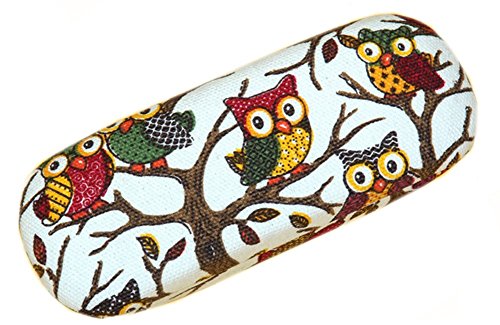Lesirit Hard Shell Eyeglass Case Glasses Holder (Owl-White)