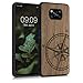 kwmobile Etui kompatybilne z Xiaomi Poco X3 NFC/Poco X3 Pro, etui na telefon komórkowy, drewniane, TPU Cover - kompas Vintage ciemnobrązowy