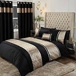Rapport Home Capri Gold Velvet Duvet Cover Set - Super King Size (220x260cm) with 2 Pillowcases (50x75cm) - Luxurious Soft Bedding for Elegant Bedroom Decor