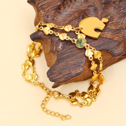 Image of 3PCS Love Heart Chain Bracelet Set for Women Graduation Gift Heart Puzzle Friendship Bracelet Personalized Name 3 Bracelets Customized Best Friends Family Love Jewelry SA4886