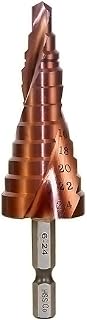 HSS M35 Cobalt Step Bit 6-24mm Spiral Flute Large Drill Multi-Hole Hex Shank Counterbore Drilling Cutting Enlarge Stainless Steel Plate Quenching Steel Plate DC1604