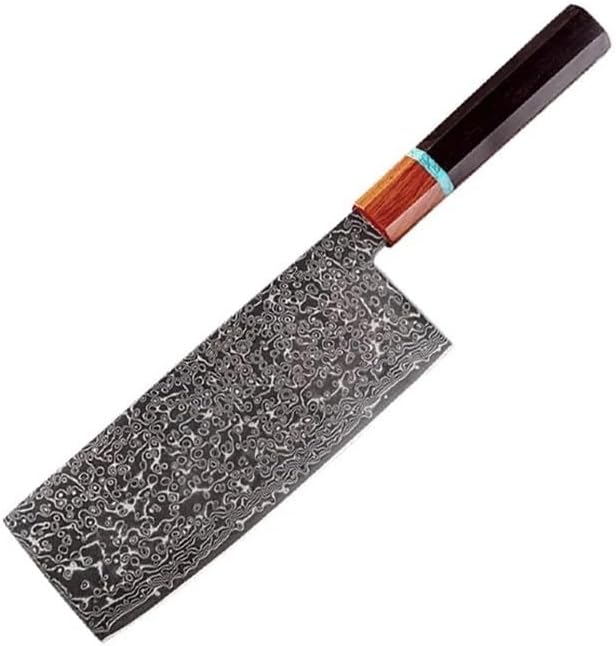 Meat Cleaver,Cleaver Knife 7 Inch Slicing Knife 67 Layers Damascus Steel 10Cr15MoV Blade Sharp Cleaver Professional Kitchen Knife Ebony & Rosewood Handle