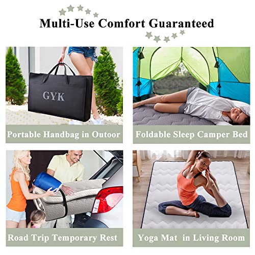 Gyk Thicken Memory Foam Mattress Topper,Foldable Camping Road Trip Japanese Floor Futon,Tatami Mat Sleeping Pad,Knitted Air Layer Cotton Fabric,Four-Sided Has Breathable Mesh,Cool Sleep #TOP5