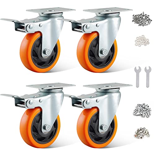4x Vollgummirollen Mit Bremse | Schwerlast Bis 1000KG | Für Werkbank, Möbel & Transport