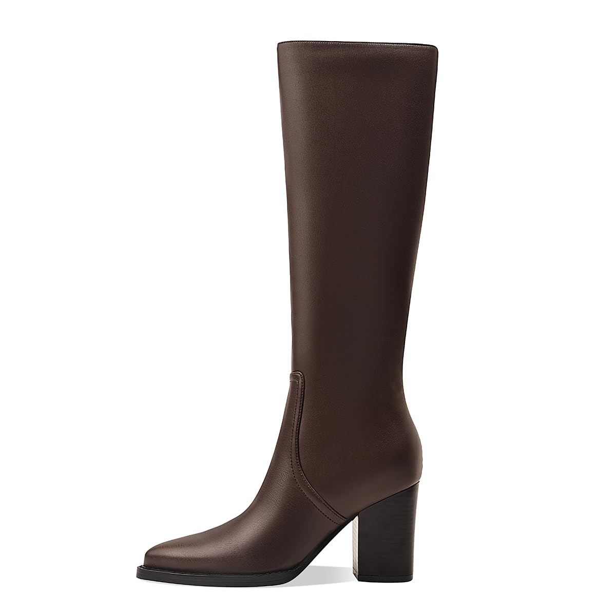 Womens Knee High Boots Retro Chunky Heel Pointed Toe Pull On Classic Knee High Boots for Women Girls Ladies Retro Tall Boot Winter Fall Fashion Boot