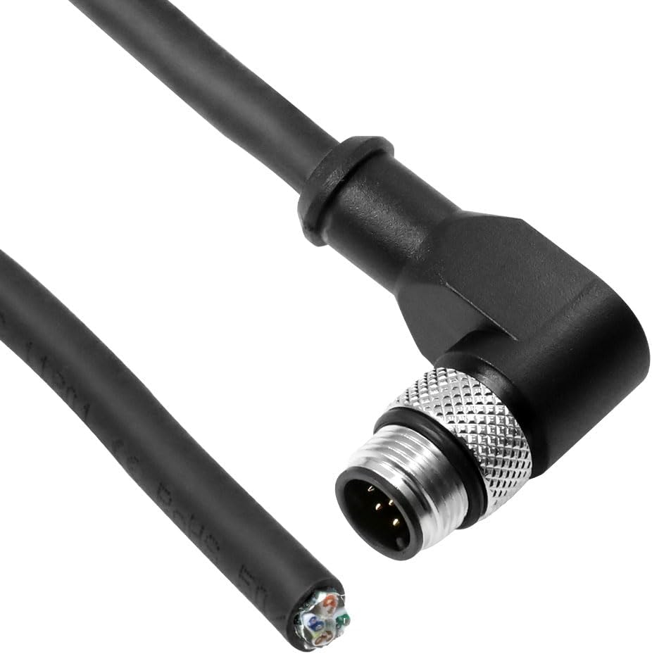 Alvin's Cables M12 A-Code 8 Pin Male Right Angle to Open End Power I/O Cable Cat6a High-Flex Shielded for Cognex Keyence Basler Industrial Automation Fieldbus Module 26.2ft/8m,Green