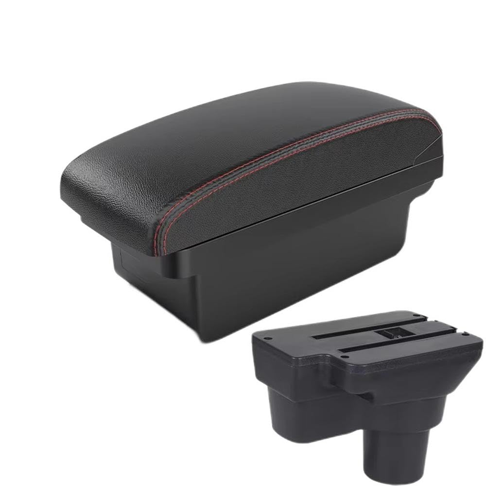 FSOZDBBPL For Hyundai Solaris For Solaris 2 For Accent For Verna 2017-2022 Car Armrest Box Storage Box Accessories Interior Parts(A1 Black red NO USB)