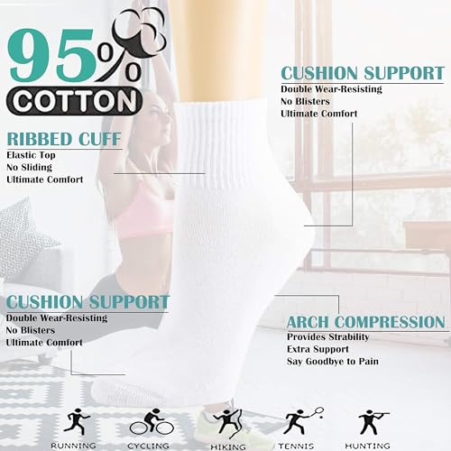 NevEND 6 Pairs Women's Mini Crew/Ankle Cotton Athletic Socks with Thick Cushioned 9-112