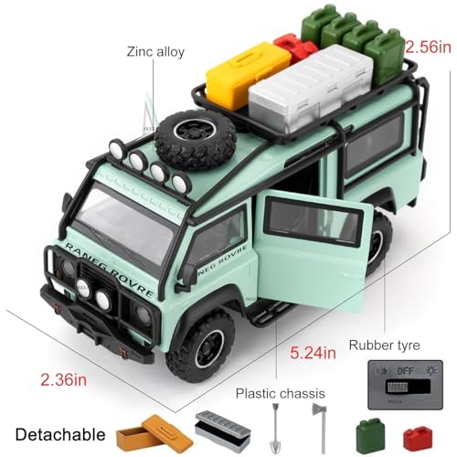 Image of FEXXA 1 /32 Compatible for Land Rover Van Model Car, Pull Back Diecast Collectible Car Toy with Sounds&Lights for Kids Boys Girls and Adults, Gift (Mint Green)