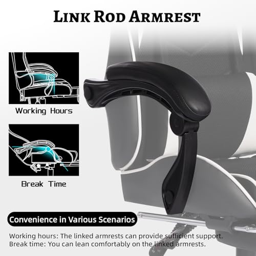 Image of Gaming Chair with Headrest and Lumbar Support, High Back Leather Computer Office Desk Chair with Footrest, 360 Swivel Height Adjustable Recliner Game Chair (Black White)